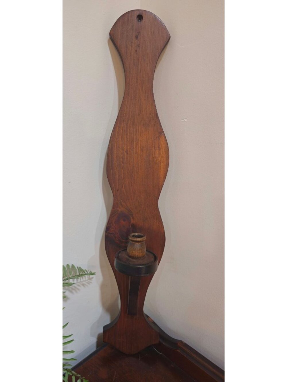 relist  Vintage Large Wooden Candle Wall Sconce